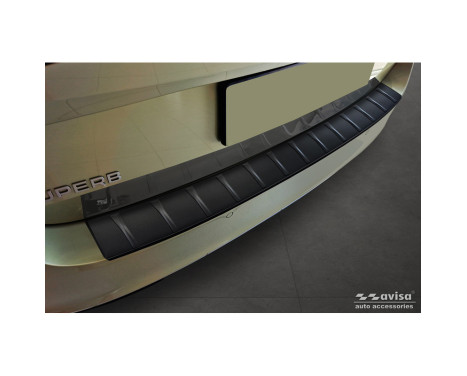 Matte black stainless steel rear bumper protector suitable for Skoda Superb IV Combi 2023- 'Ribs'