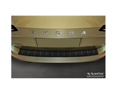 Matte black stainless steel rear bumper protector suitable for Skoda Superb IV Combi 2023- 'Ribs', Image 2