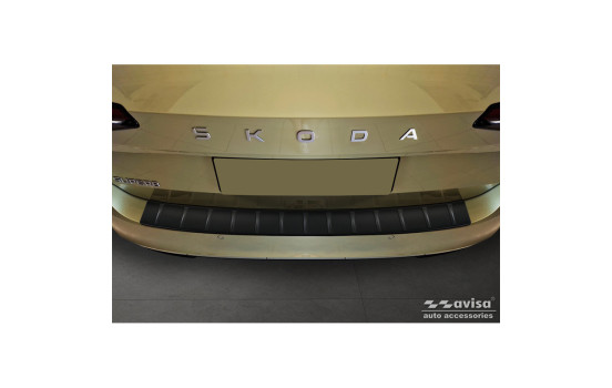 Matte black stainless steel rear bumper protector suitable for Skoda Superb IV Combi 2023- 'Ribs', Image 2