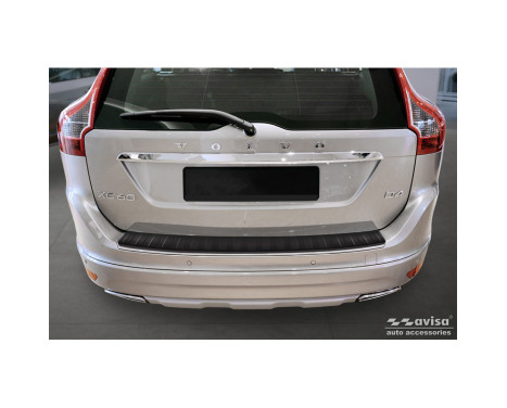 Matte black stainless steel Rear bumper protector suitable for Volvo XC60 Facelift 2013-2017 'Ribs', Image 2