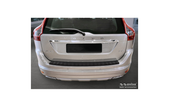 Matte black stainless steel Rear bumper protector suitable for Volvo XC60 Facelift 2013-2017 'Ribs', Image 2