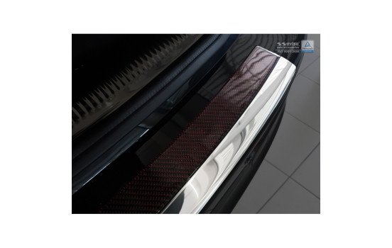 Stainless steel bumper protector suitable for 'Deluxe' Audi Q5 2008-2016 Chrome/Red-Black Carbon, Image 3