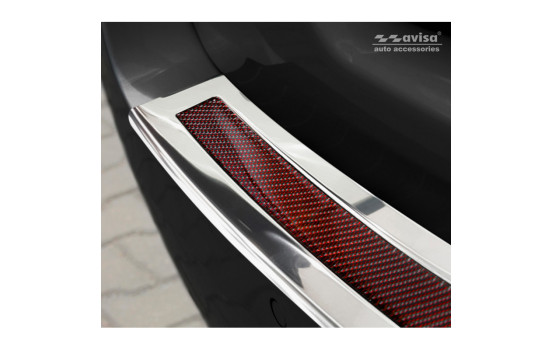 Stainless steel bumper protector suitable for 'Deluxe' BMW 5-Series F11 Touring 2010-2016 Chrome/Red-Black, Image 3