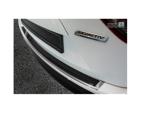 Stainless steel bumper protector suitable for 'Deluxe' Mazda CX5 2012-2017 Chrome/Black Carbon, Image 2