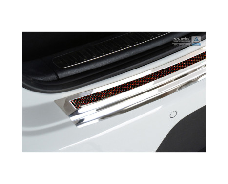 Stainless steel bumper protector suitable for 'Deluxe' Porsche Macan 2014- Chrome/Red-Black Carbon, Image 5