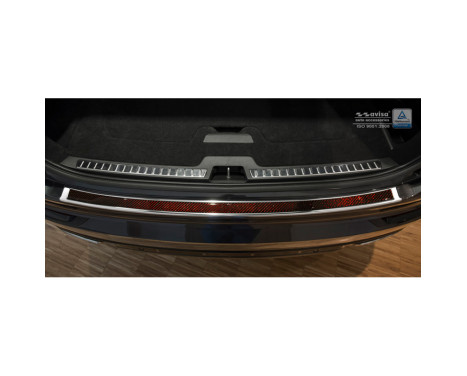 Stainless steel bumper protector suitable for 'Deluxe' Volvo XC90 2015- Chrome/Red-Black Carbon, Image 3