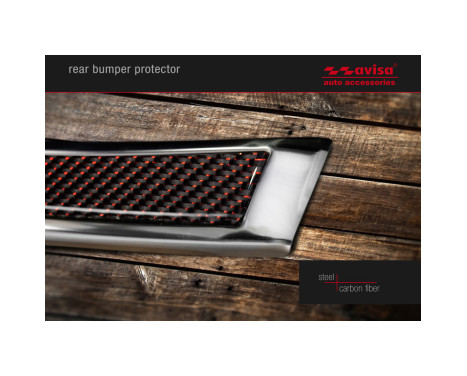 Stainless steel bumper protector suitable for 'Deluxe' Volvo XC90 2015- Chrome/Red-Black Carbon, Image 5