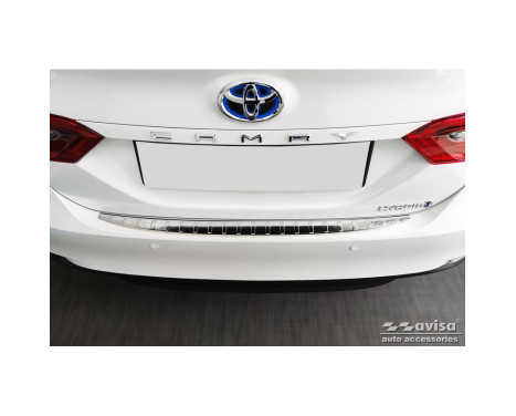 Stainless steel bumper protector suitable for Toyota Camry Hybrid (V7) 2017-2021 & FL 2021- 'Ribs', Image 2
