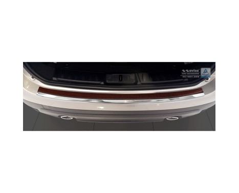 Stainless steel Rear bumper protector 'Deluxe' Jaguar F-Pace 2016 - Chrome / Red-Black Carbon, Image 4