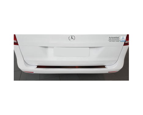 Stainless steel rear bumper protector 'Deluxe' Mercedes Vito W447 2014- Chrome / Red-Black Carbon, Image 3