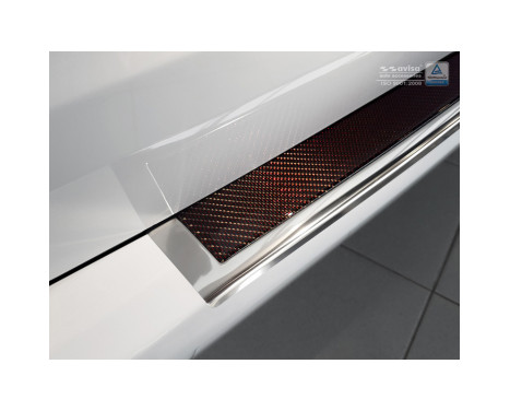 Stainless steel rear bumper protector 'Deluxe' Mercedes Vito W447 2014- Chrome / Red-Black Carbon, Image 4
