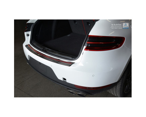 Stainless steel Rear bumper protector 'Deluxe' Porsche Macan 2014- Black / Red-Black Carbon, Image 2