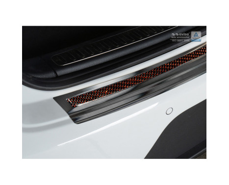 Stainless steel Rear bumper protector 'Deluxe' Porsche Macan 2014- Black / Red-Black Carbon, Image 5