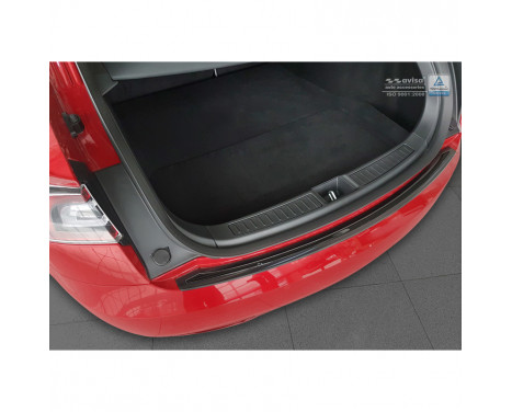 Stainless steel Rear bumper protector 'Deluxe' Tesla Model S 2012- Black / Black Carbon