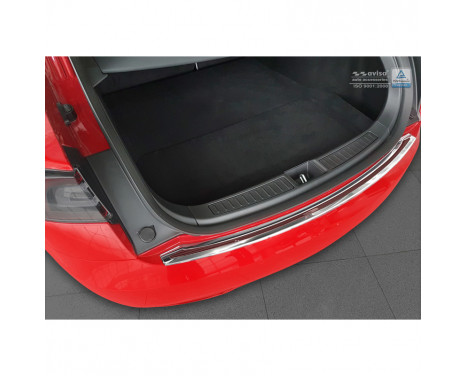 Stainless steel Rear bumper protector 'Deluxe' Tesla Model S 2012- Chrome / Red-Black Carbon