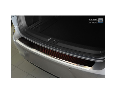 Stainless steel Rear bumper protector 'Deluxe' Volkswagen Golf VII HB 3/5-door 2012- Chrome / Red-Black Carbon, Image 2