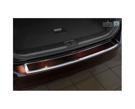 Stainless steel Rear bumper protector 'Deluxe' Volkswagen Passat 3G Variant 2014- Chrome / Red-Black Carbon, Image 3