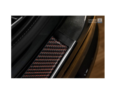 Stainless steel Rear bumper protector 'Deluxe' Volvo XC90 2015- Black / Red-Black Carbon, Image 4