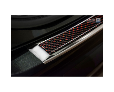 Stainless steel Rear bumper protector 'Deluxe' Volvo XC90 2015- Chrome / Red-Black Carbon, Image 4