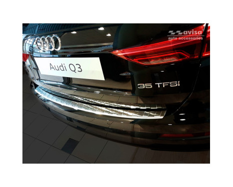 Stainless steel rear bumper protector Audi Q3 II 2019- 'Ribs', Image 2