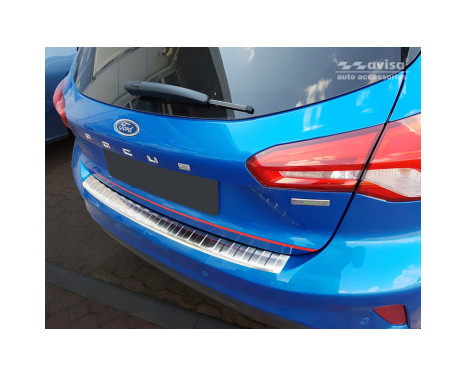 Stainless steel Rear bumper protector Ford Focus IV HB 5-door 2018- 'Ribs', Image 2