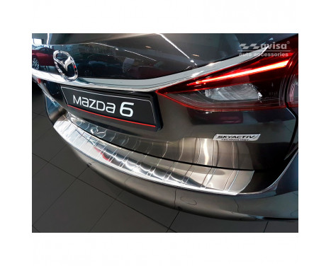 Stainless steel rear bumper protector Mazda 6 III GJ combi 2012- 'Ribs' (Long version)