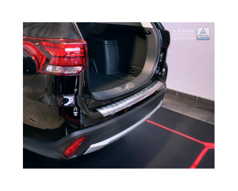 Stainless steel Rear bumper protector Mitsubishi Outlander III Facelift 2015- 'Ribs' (with PDC recess), Image 2