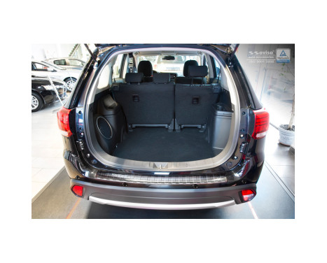 Stainless steel Rear bumper protector Mitsubishi Outlander III Facelift 2015- 'Ribs' (with PDC recess), Image 3