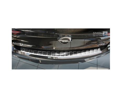 Stainless steel Rear bumper protector Opel Astra K HB 5-door 2015- 'Ribs', Image 3