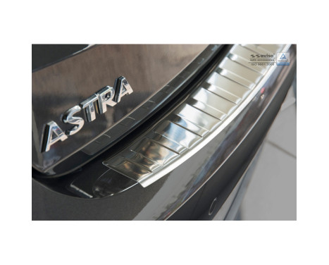 Stainless steel Rear bumper protector Opel Astra K HB 5-door 2015- 'Ribs', Image 4