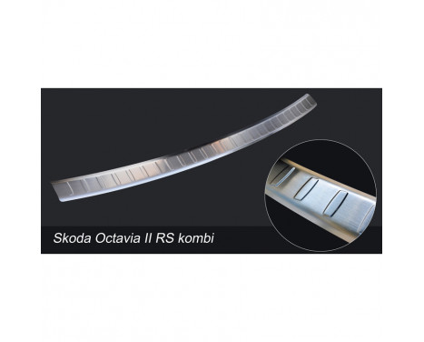 Stainless steel rear bumper protector Skoda Octvia II RS Combi 2005-2013 'Ribs', Image 2