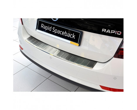 Stainless steel rear bumper protector Skoda Rapid Spaceback 2013- 'Ribs'