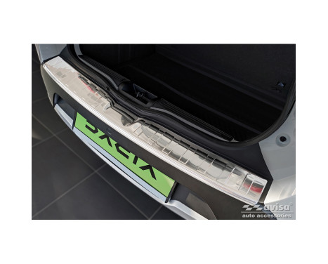 Stainless steel rear bumper protector suitable for Dacia Spring 2020- 'Ribs'