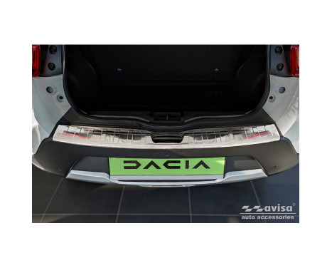 Stainless steel rear bumper protector suitable for Dacia Spring 2020- 'Ribs', Image 2