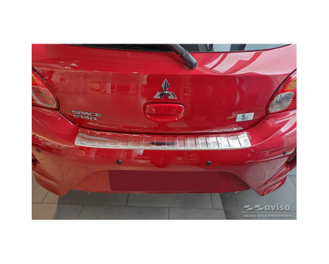 Stainless Steel Rear Bumper Protector suitable for Mitsubishi Space Star Facelift 2020- 'Ribs', Image 3