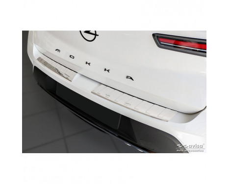 Stainless steel rear bumper protector suitable for Opel Mokka 2020- 'Ribs' (2-piece)