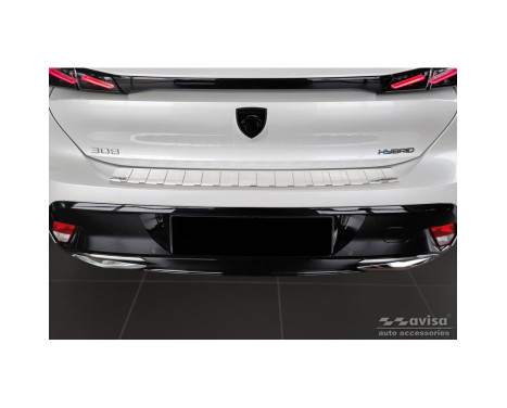 Stainless steel rear bumper protector suitable for Peugeot 308 III HB 2021- 'Ribs', Image 2