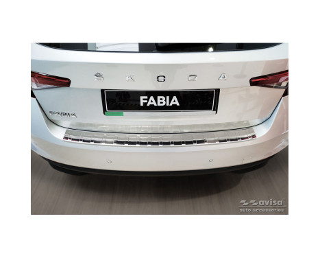 Stainless Steel Rear Bumper Protector suitable for Skoda Fabia IV Hatchback 2021- 'Ribs', Image 2