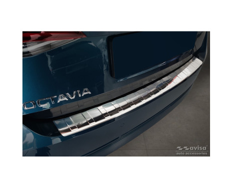Stainless Steel Rear Bumper Protector suitable for Skoda Octavia IV Liftback 2020- 'Ribs'