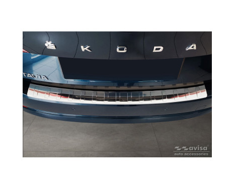 Stainless Steel Rear Bumper Protector suitable for Skoda Octavia IV Liftback 2020- 'Ribs', Image 2