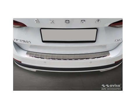 Stainless steel rear bumper protector suitable for Skoda Octavia Scout (NX5) 2020 - 'Ribs', Image 2