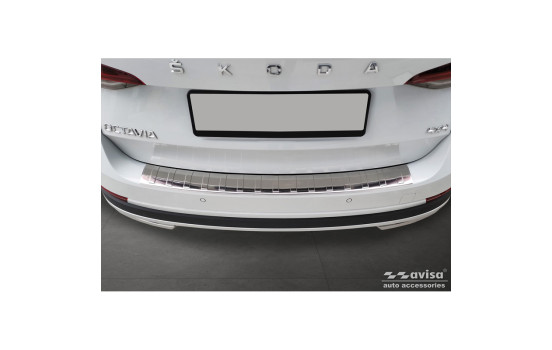 Stainless steel rear bumper protector suitable for Skoda Octavia Scout (NX5) 2020 - 'Ribs', Image 2
