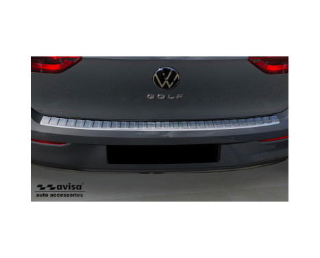 Stainless steel rear bumper protector suitable for Volkswagen Golf VIII HB 5-door 2020- 'Ribs', Image 2