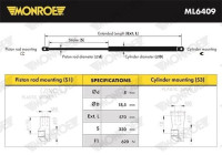 Gas Spring, boot-/cargo area MONROE MaxLift ML6409