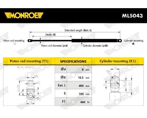 gas spring, trunk ML5043 Monroe, Image 8