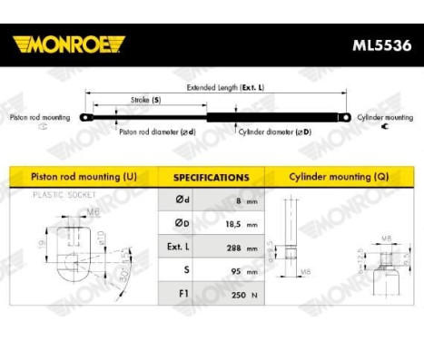 gas spring, trunk ML5536 Monroe, Image 6