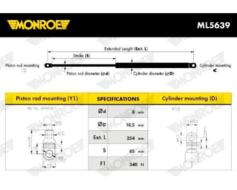 gas spring, trunk ML5639 Monroe, Image 5