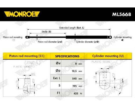 gas spring, trunk ML5668 Monroe, Image 10
