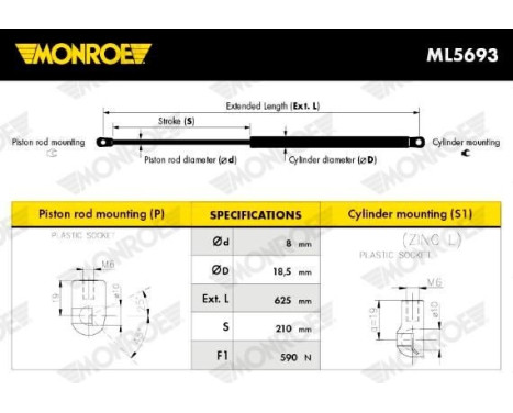 gas spring, trunk ML5693 Monroe, Image 7