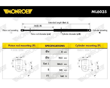 gas spring, trunk ML6035 Monroe, Image 3